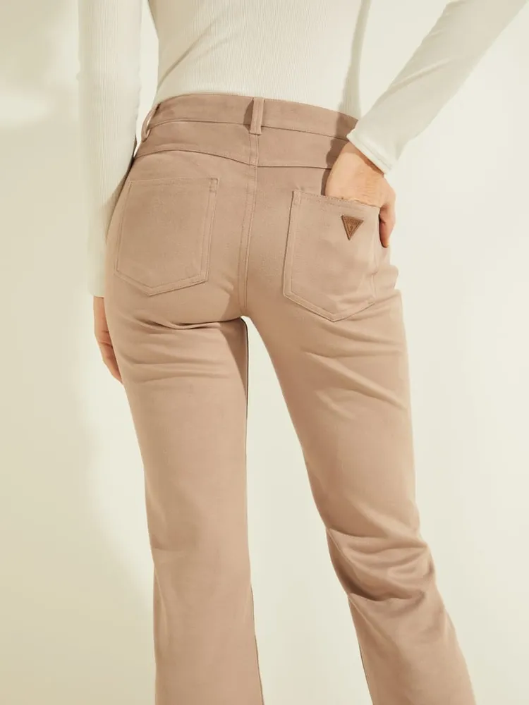 Womens Soft Surroundings Pants  Faux Suede Pull-On Bootcut Pants ~ Gail  Short Writes