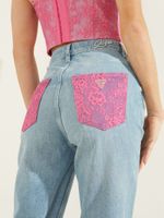 Lace Exposed Button Mom Jeans