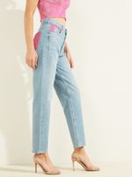 Lace Exposed Button Mom Jeans