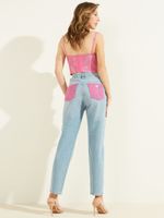 Lace Exposed Button Mom Jeans