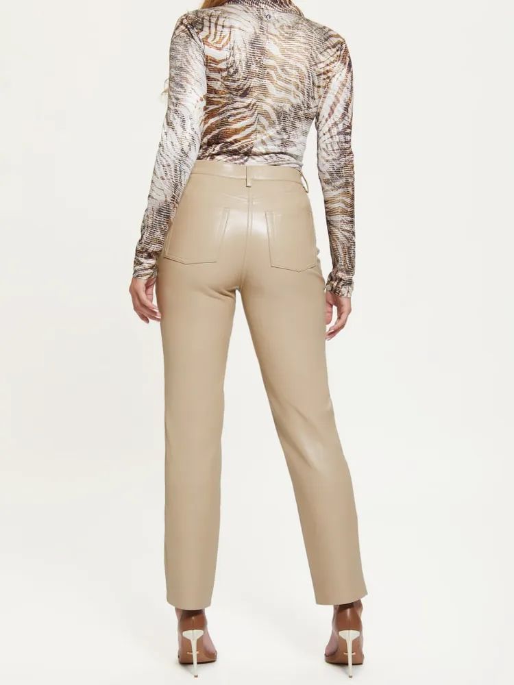 Kelly Faux-Leather Straight-Leg Pants