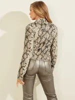 Melania Python Faux-Leather Jacket