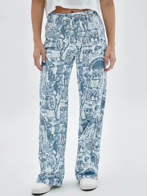 GUESS Originals Vintage Print Wide-Leg Jeans