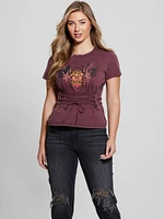 Heart Aflame Graphic Lace-Up Tee