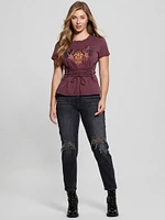 Heart Aflame Graphic Lace-Up Tee