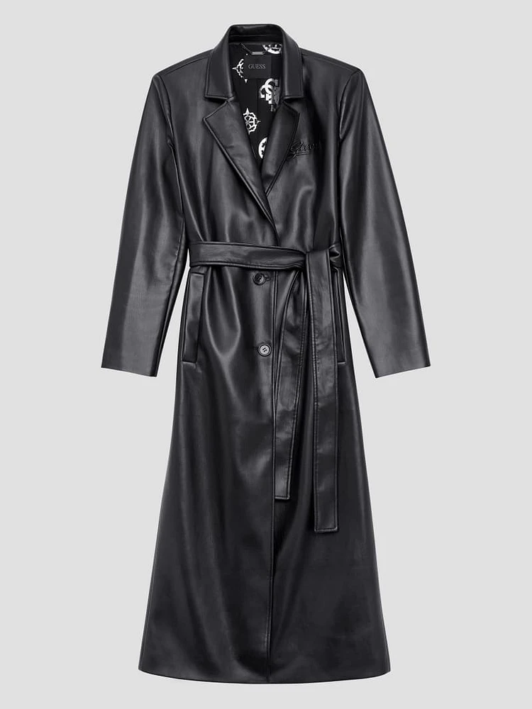 Gea Faux-Leather Trench Coat