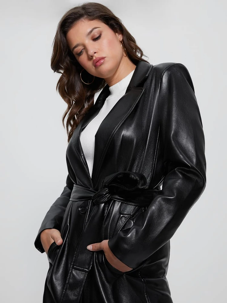 Gea Faux-Leather Trench Coat