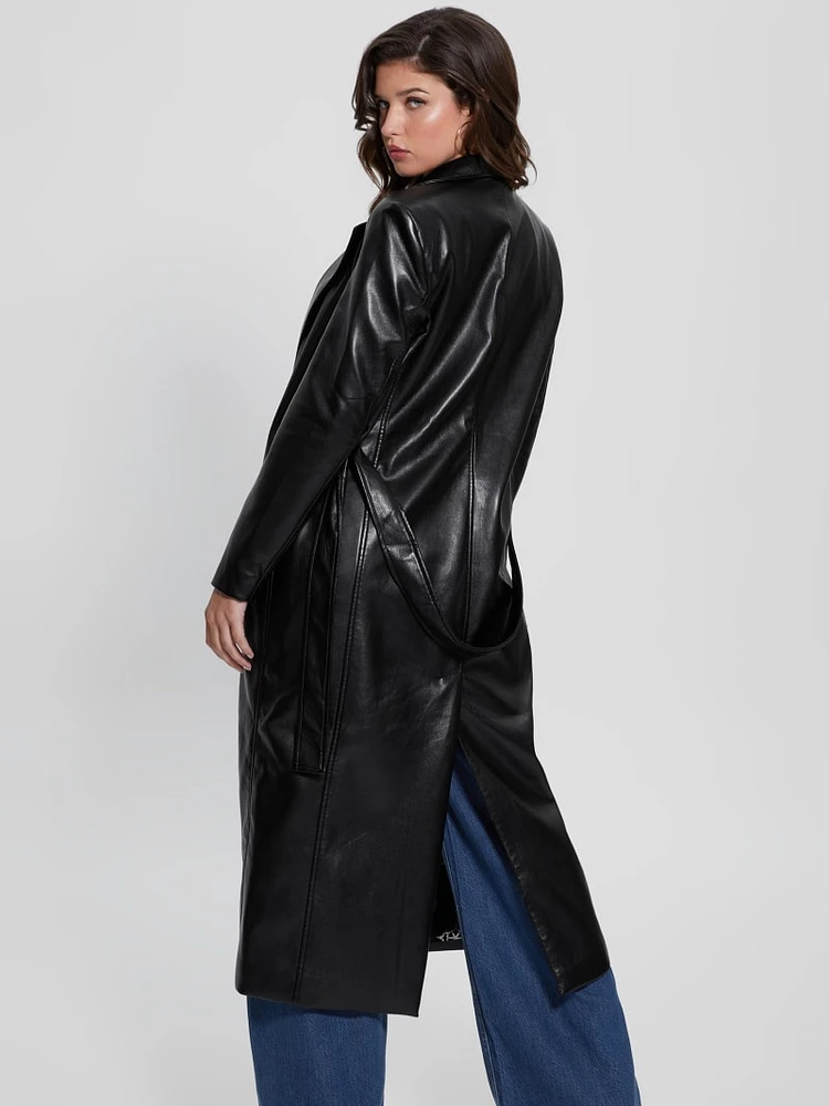 Gea Faux-Leather Trench Coat