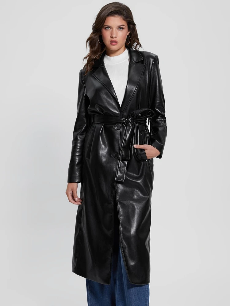 Gea Faux-Leather Trench Coat