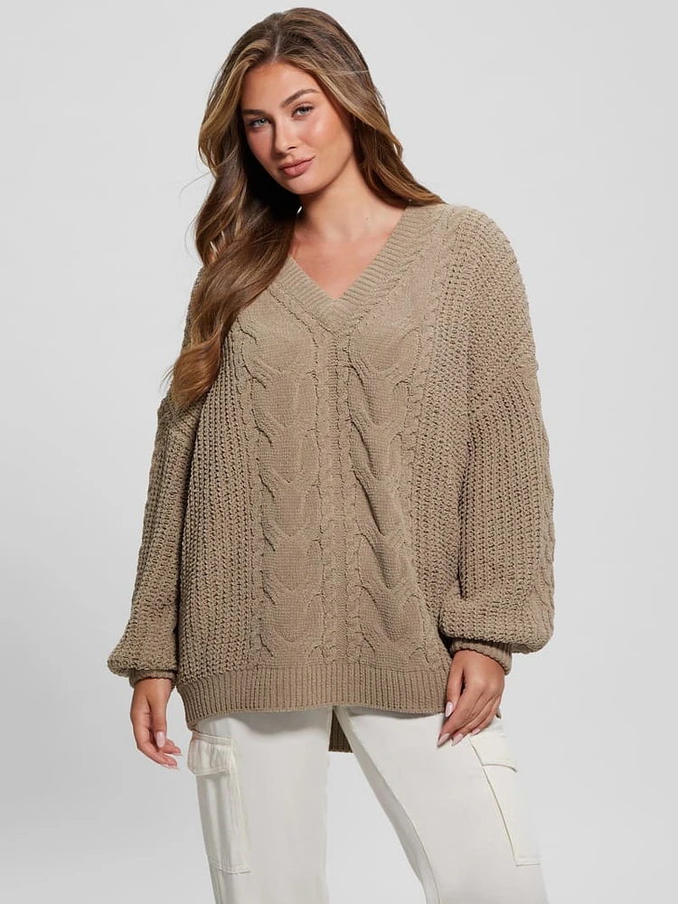 Aki Chenille Cable-Knit Sweater