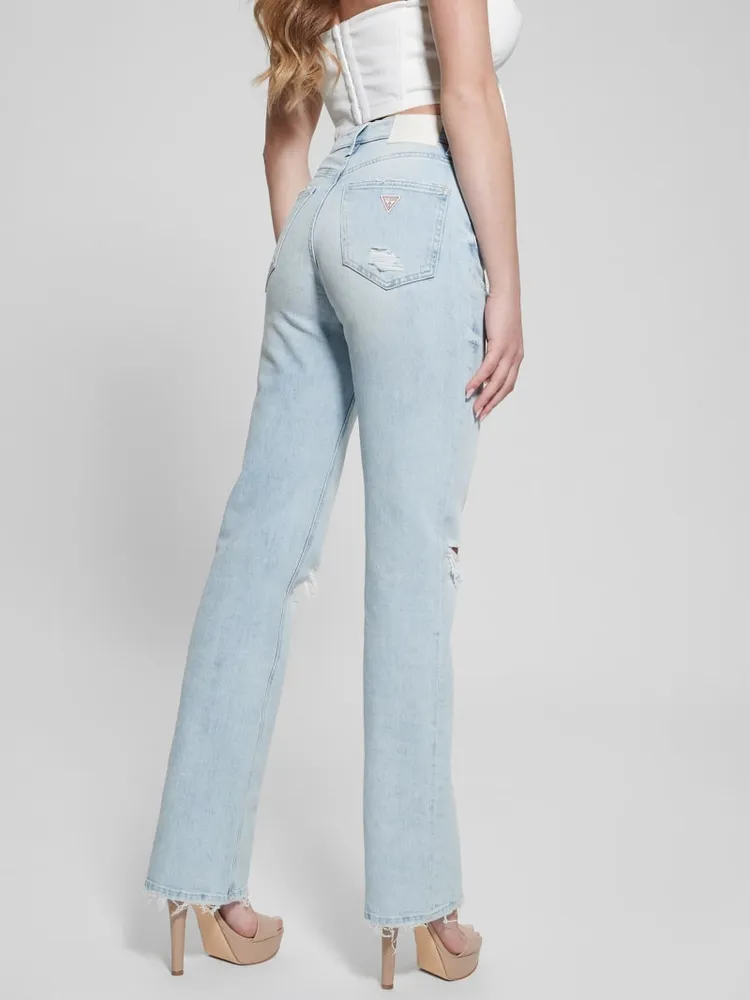 80s Destroyed High-Rise Straight Jeans