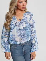 Eco Gilda Sheer Long-Sleeve Blouse