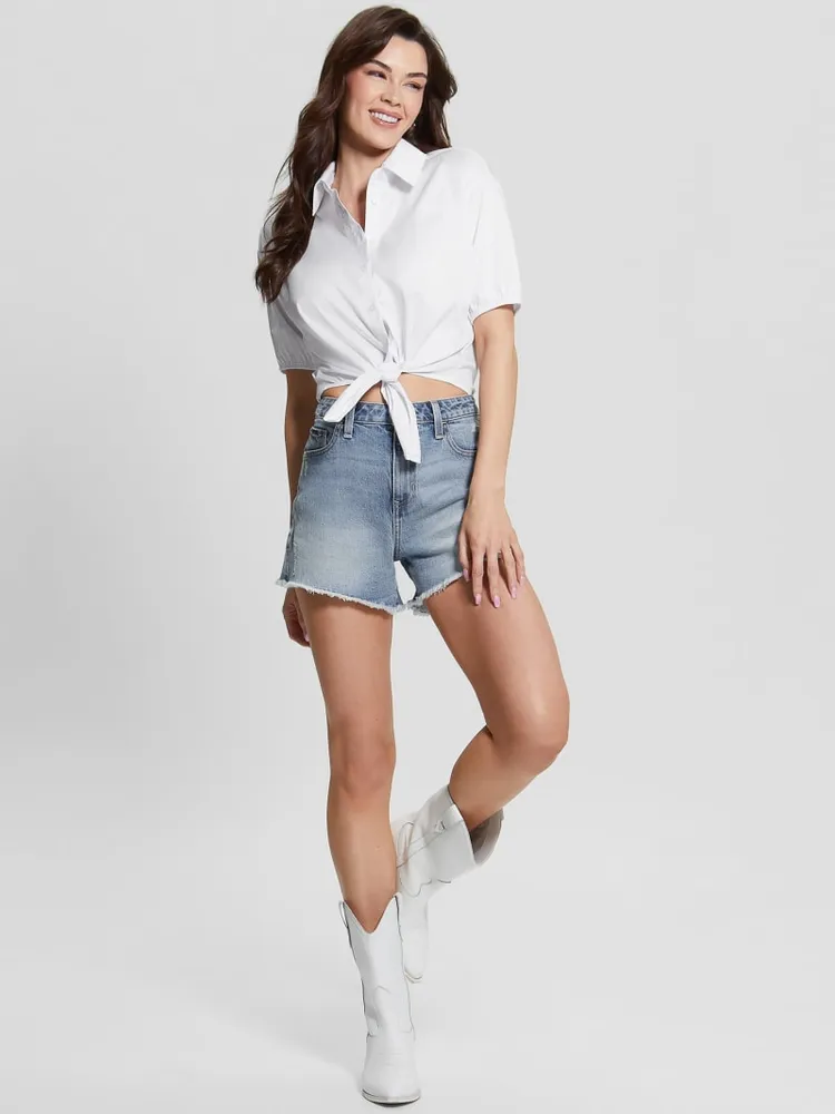 June Bowed Short-Sleeve Blouse