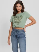 Rhinestone Leopard Logo Tee