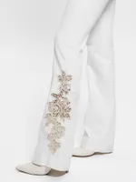 Pop '70s Floral Applique Flared Jeans