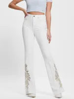 Pop '70s Floral Applique Flared Jeans