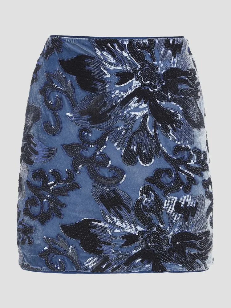 Ernesta Embellished Velvet Skirt