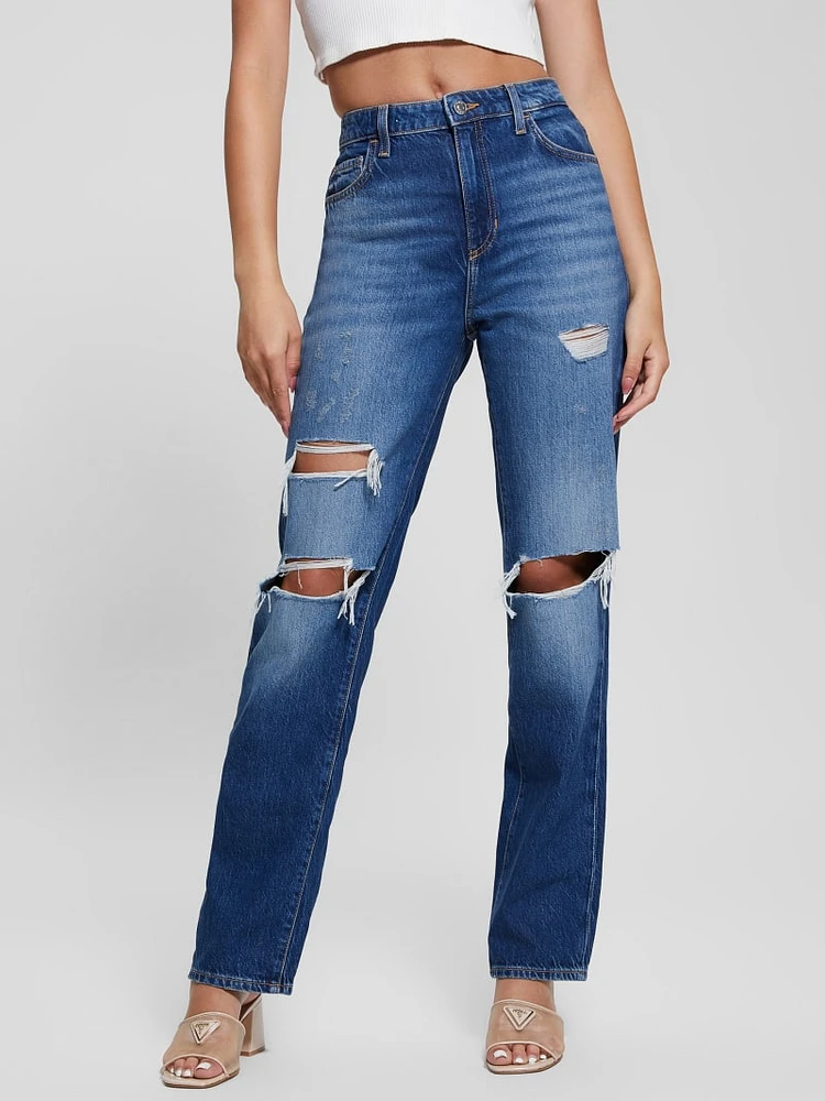 Eco Relaxed Straight Destroyed Jeans