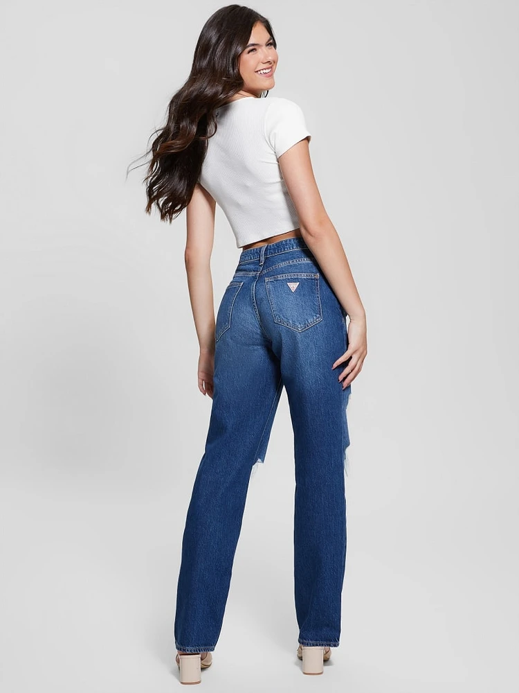 Eco Relaxed Straight Destroyed Jeans