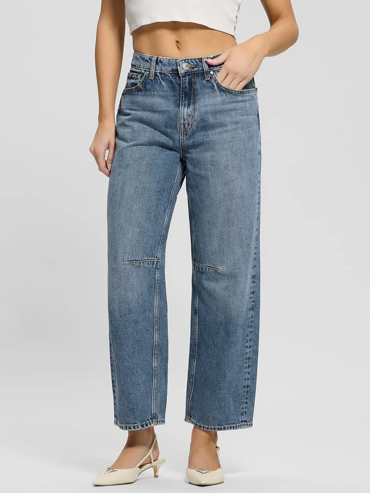 Eco High-Rise Barrel Leg Denim Jeans