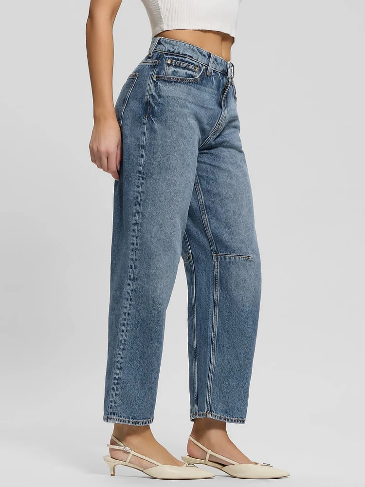 Eco High-Rise Barrel Leg Denim Jeans