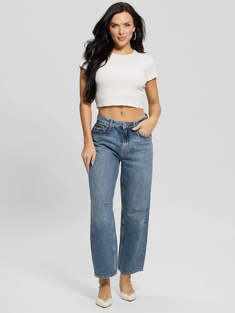 Eco High-Rise Barrel Leg Denim Jeans