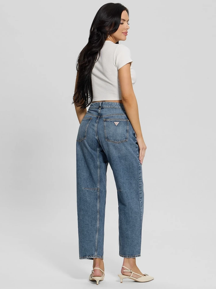 Eco High-Rise Barrel Leg Denim Jeans