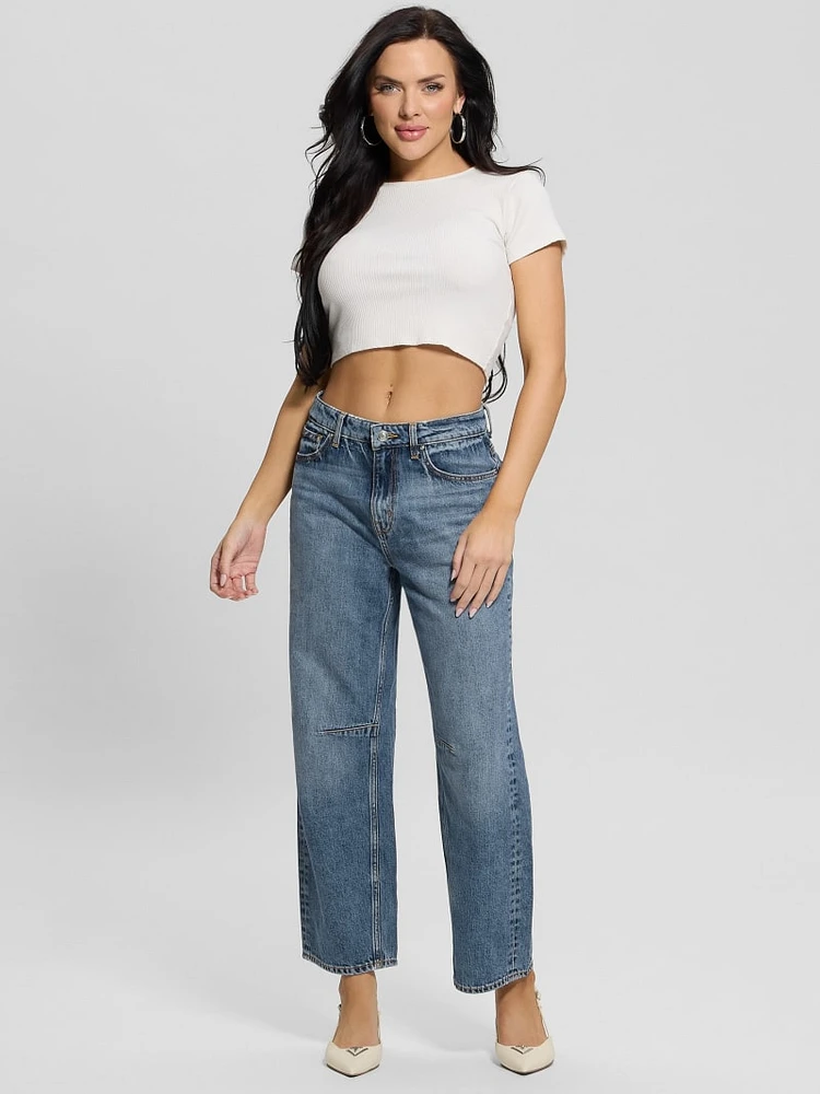 Eco High-Rise Barrel Leg Denim Jeans