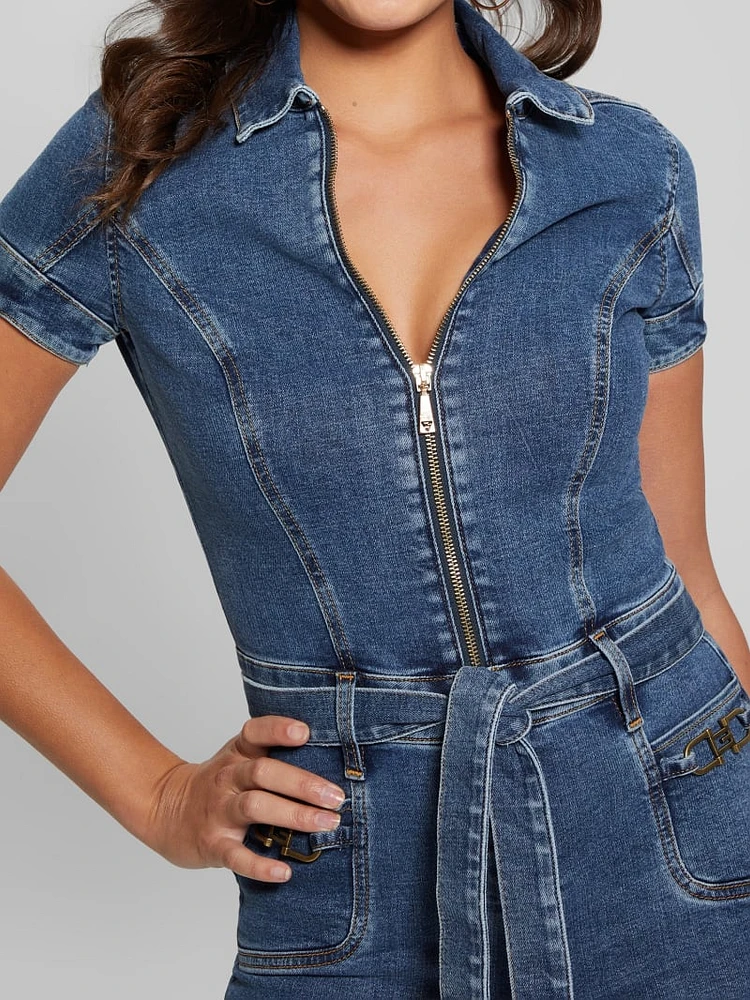 Eco Deana Belted Denim Romper