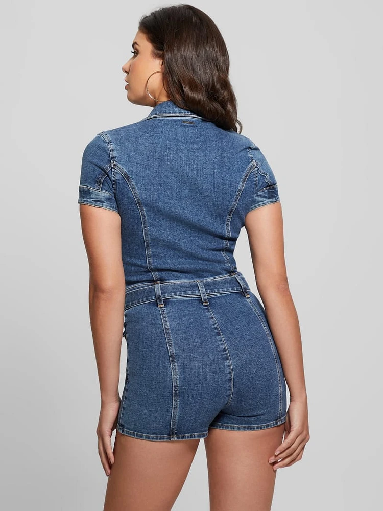 Eco Deana Belted Denim Romper