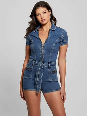 Eco Deana Belted Denim Romper