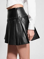 Kamilia Faux-Leather Pleated Skirt