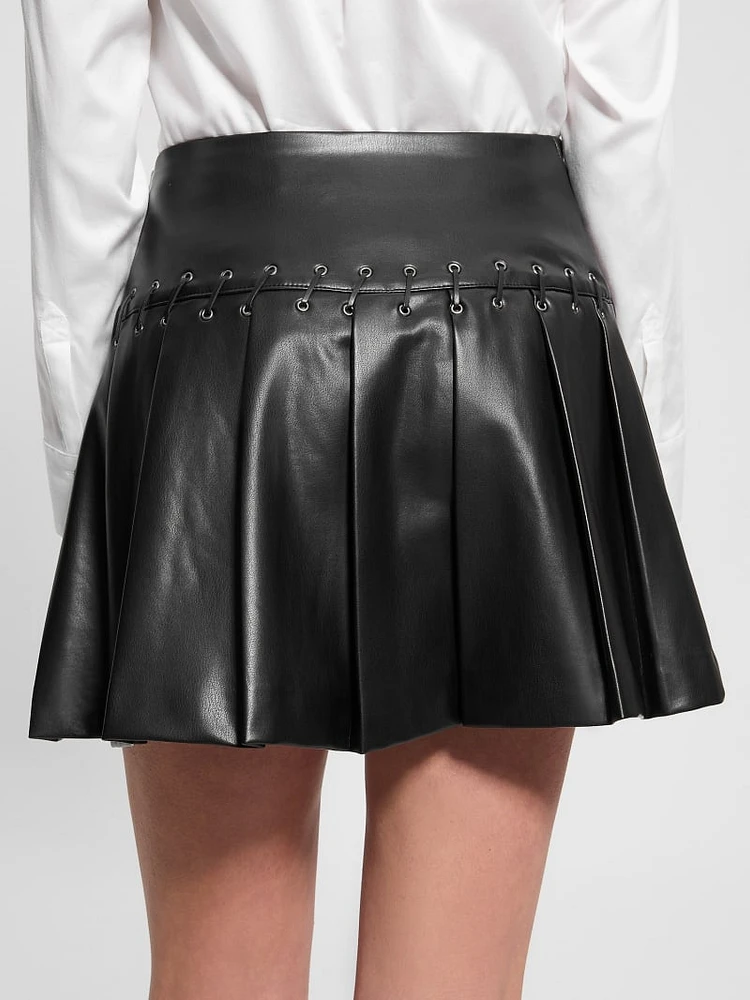 Kamilia Faux-Leather Pleated Skirt