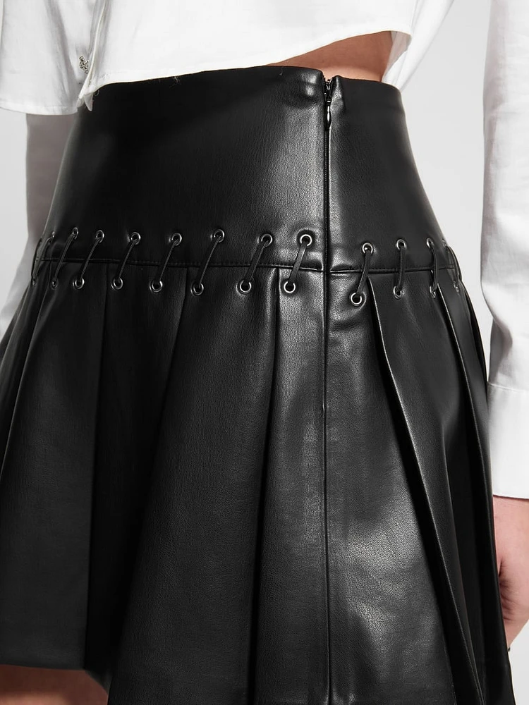 Kamilia Faux-Leather Pleated Skirt