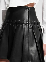 Kamilia Faux-Leather Pleated Skirt