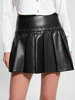 Kamilia Faux-Leather Pleated Skirt