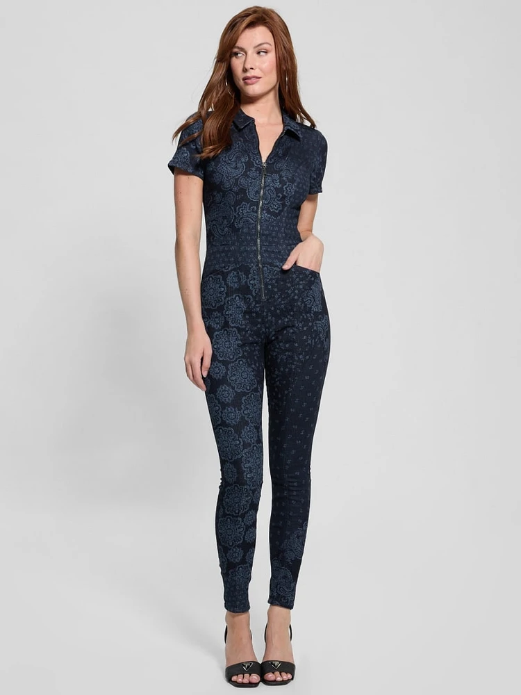 Eco Yuri Printed Denim Jumpsuit