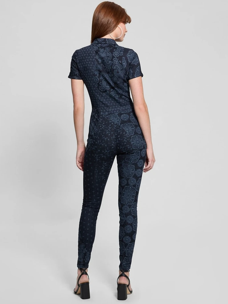 Eco Yuri Printed Denim Jumpsuit