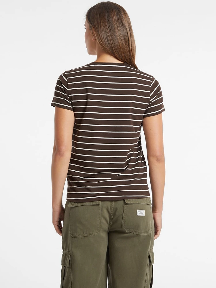 Classic Embroidered Logo Striped Tee