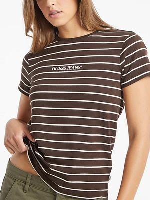 Classic Embroidered Logo Striped Tee