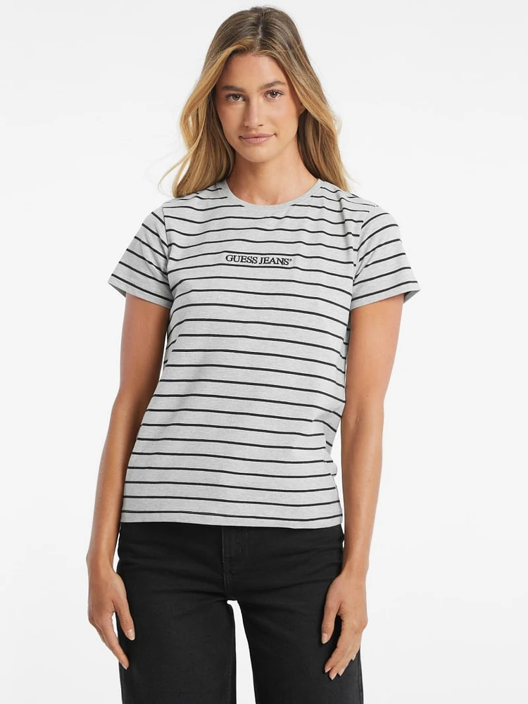 Classic Embroidered Logo Striped Tee