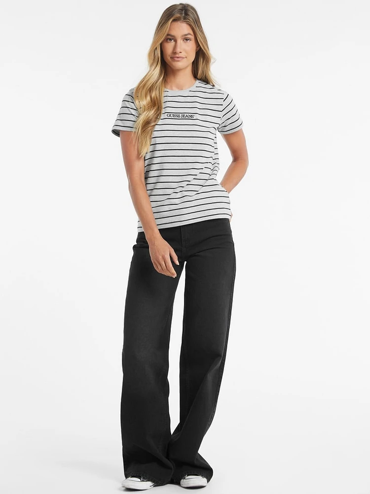 Classic Embroidered Logo Striped Tee