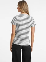 Classic Embroidered Logo Striped Tee