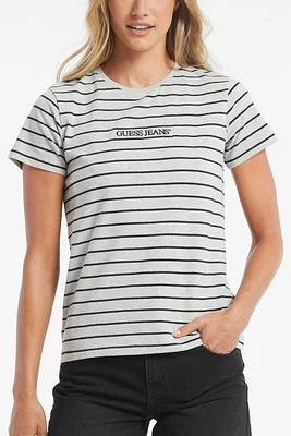 Classic Embroidered Logo Striped Tee