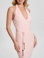 Lucia Belted Wavy Sweater Dress