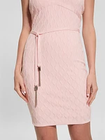 Lucia Belted Wavy Sweater Dress