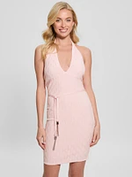 Lucia Belted Wavy Sweater Dress