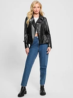 Ivy Faux-Leather Peplum Moto Jacket