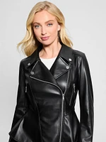 Ivy Faux-Leather Peplum Moto Jacket