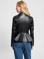 Ivy Faux-Leather Peplum Moto Jacket